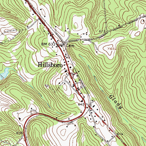 Topographic Map of Hillsboro Post Office, GA