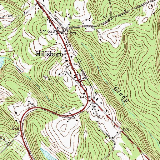 Topographic Map of Hillsboro United Methodist Church, GA