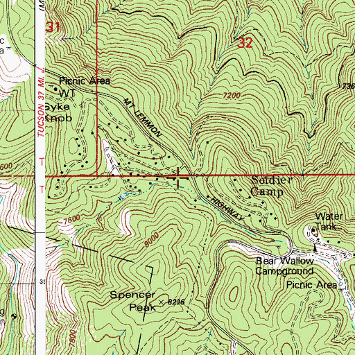 Topographic Map of Soldier Camp, AZ