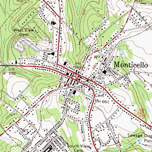 Topographic Map of Jasper County Courthouse, GA