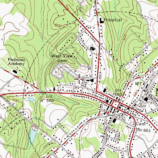 Topographic Map of Jasper County Library, GA