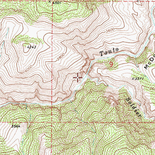 Topographic Map of Soldier Camp Creek, AZ