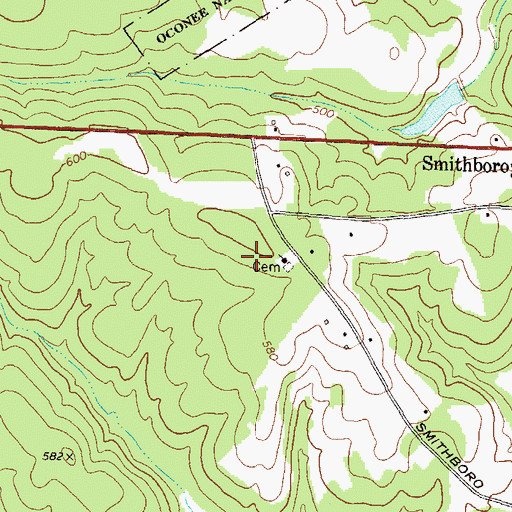 Topographic Map of Jordan Cemetery, GA
