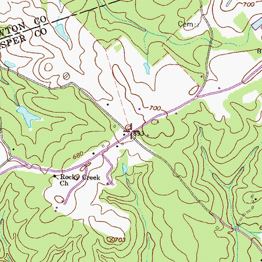 Topographic Map of Kitchens Store (historical), GA