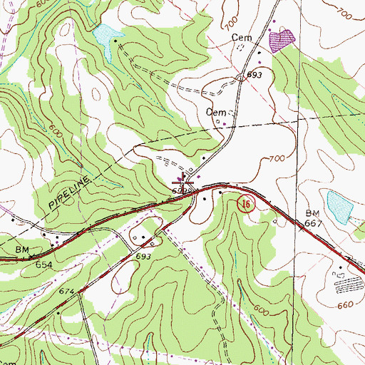 Topographic Map of Sardis Church (historical), GA