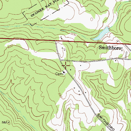 Topographic Map of Smith School (historical), GA