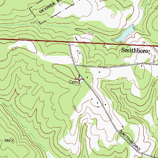 Topographic Map of Smithboro Baptist Church, GA