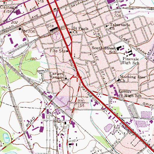 Topographic Map of Bratts Plaza Shopping Center, GA