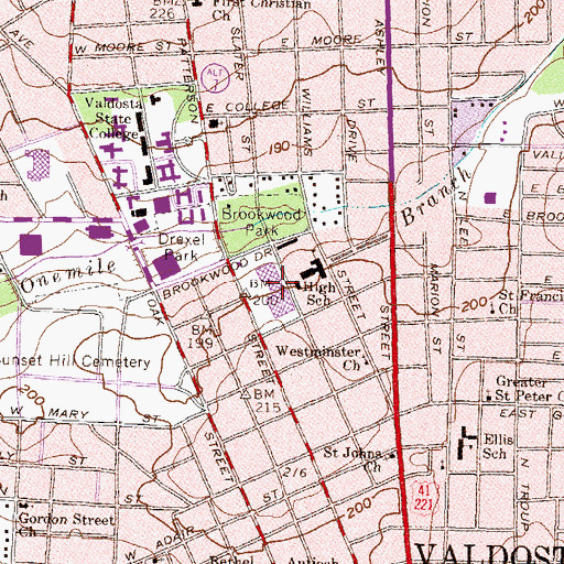 Topographic Map of Brookwood Plaza Shopping Center, GA