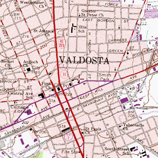 Topographic Map of Central Avenue Church of Christ, GA