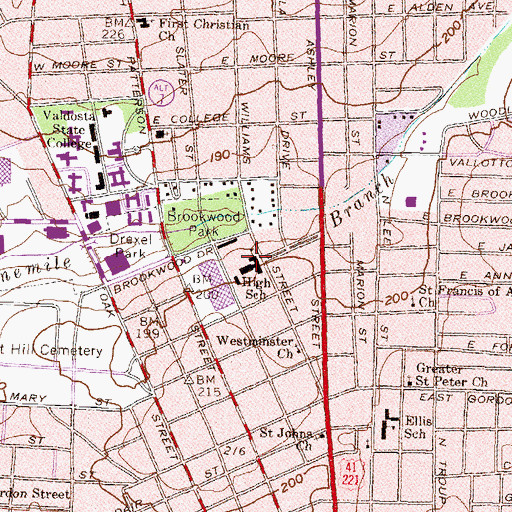 Topographic Map of Cleveland Field School, GA