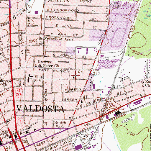 Topographic Map of First Church of God, GA