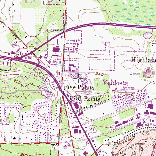Topographic Map of Five Points Shopping Center, GA
