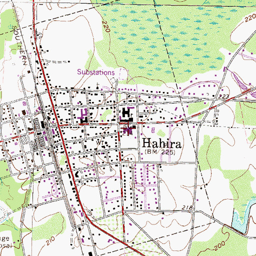 Topographic Map of Hahira Middle School, GA