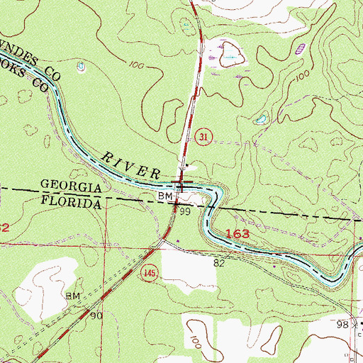 Topographic Map of Horn Bridge, GA