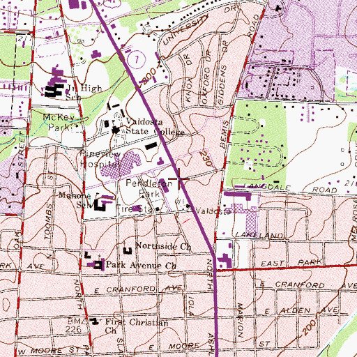 Topographic Map of J E Mathis Municipal Auditorium, GA