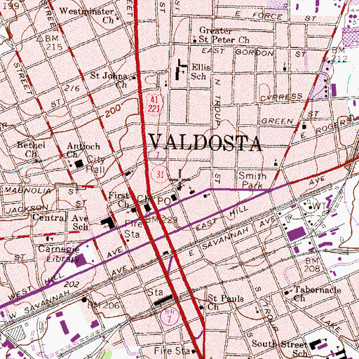 Topographic Map of Lee Street Baptist Church, GA