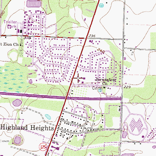 Topographic Map of Lowndes, GA