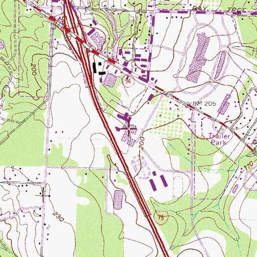 Topographic Map of Lowndes High School, GA