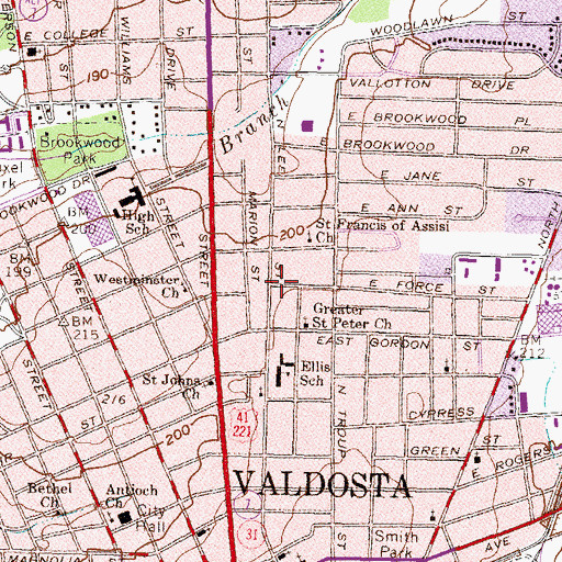 Topographic Map of Mount Calvary Baptist Church, GA
