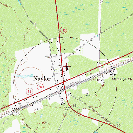 Topographic Map of Naylor School, GA