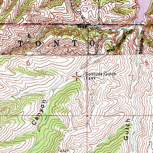 Topographic Map of Solitude Gulch Tank, AZ