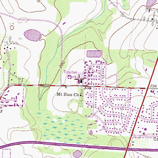 Topographic Map of Open Bible Christian School, GA