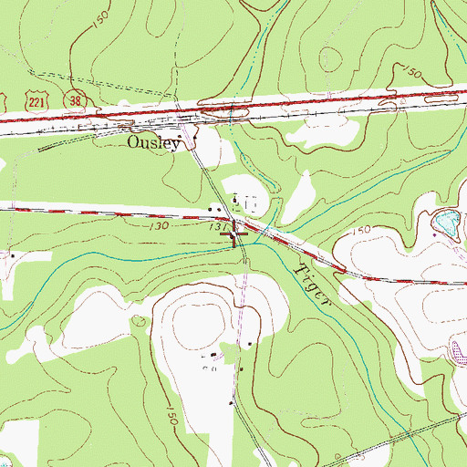 Topographic Map of Ousley Church, GA