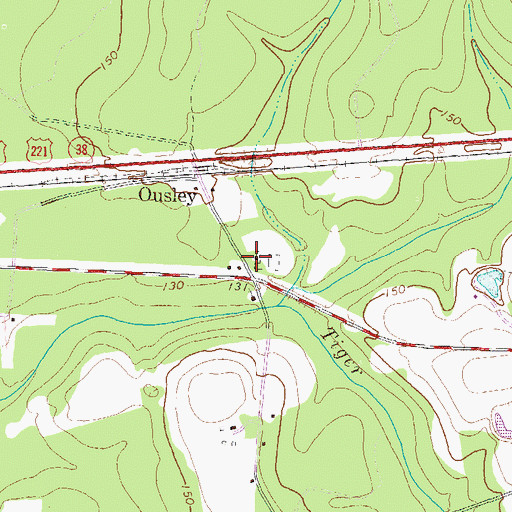 Topographic Map of Ousley Church, GA