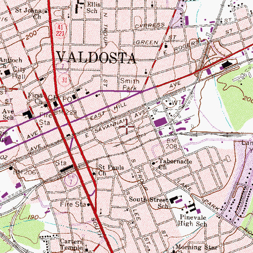 Topographic Map of Pyle Baptist Mission, GA