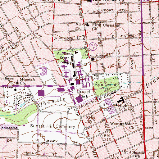 Topographic Map of Richard Holmes Powell Library, GA