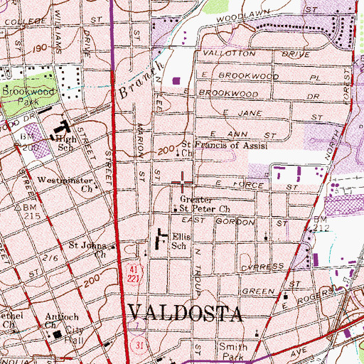 Topographic Map of Saint Lukes Primitive Baptist Church, GA
