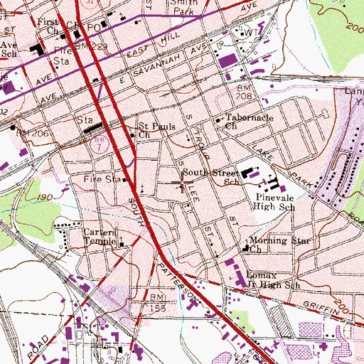 Topographic Map of Seventh Day Adventist Church, GA