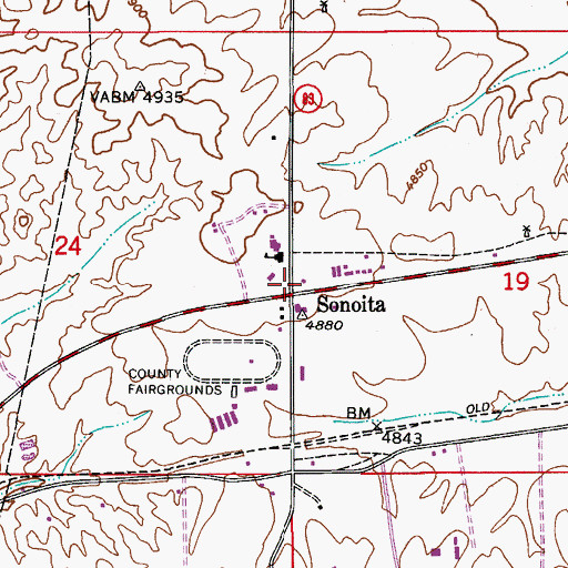 Topographic Map of Sonoita, AZ
