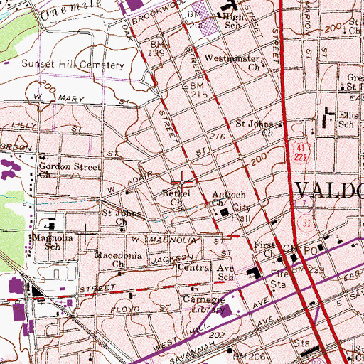 Topographic Map of Trinity Methodist Church, GA