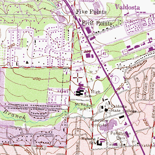 Topographic Map of Valdotsta Middle School, GA