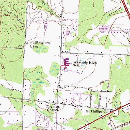 Topographic Map of Westside Recreation Center, GA