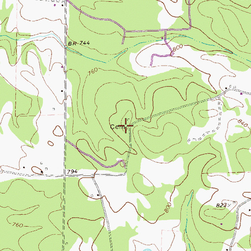 Topographic Map of Ackiss Cemetery, GA