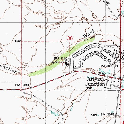 Topographic Map of Sopori Elementary School, AZ