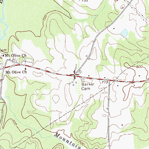 Topographic Map of Barker, GA