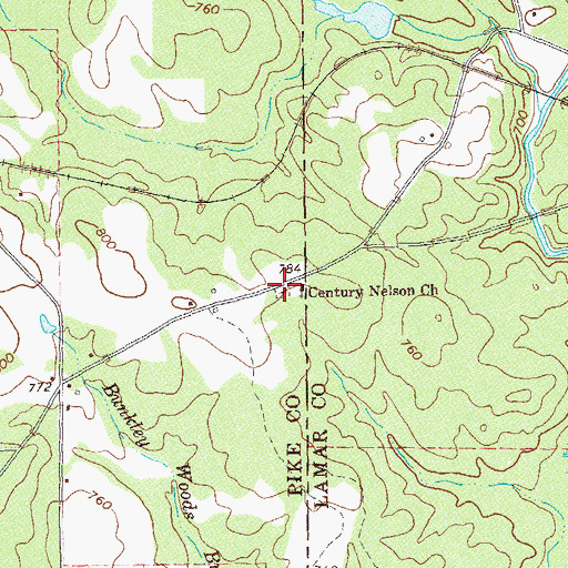 Topographic Map of Century Nelson Cemetery, GA