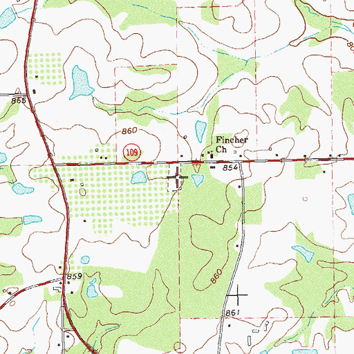 Topographic Map of Fincher Cemetery, GA