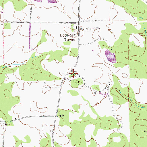 Topographic Map of Flat Rock Cemetery, GA