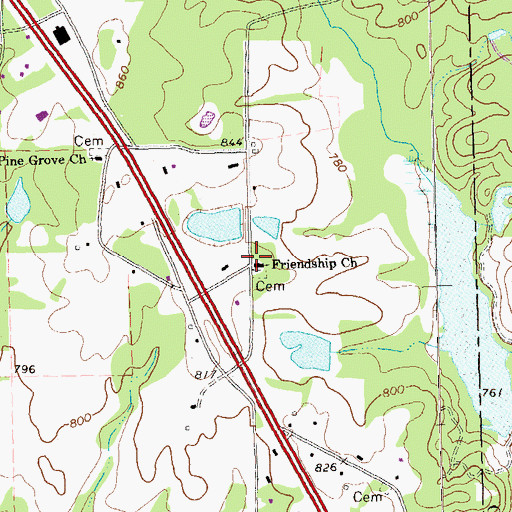 Topographic Map of Friendship School (historical), GA