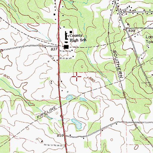 Topographic Map of Hilltop Airport (historical), GA