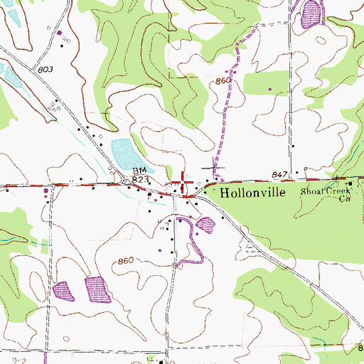 Topographic Map of Hollonville Church, GA