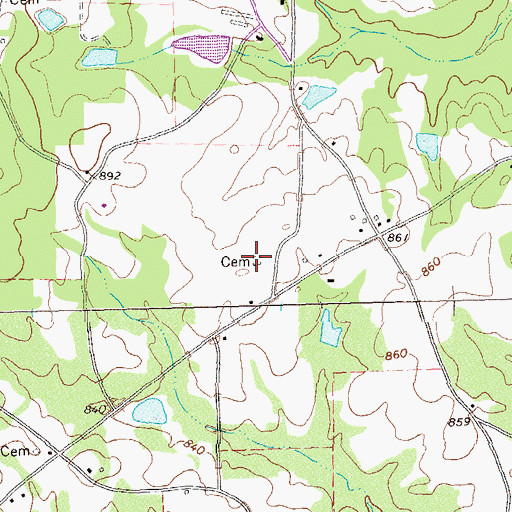 Topographic Map of Johnson Cemetery, GA