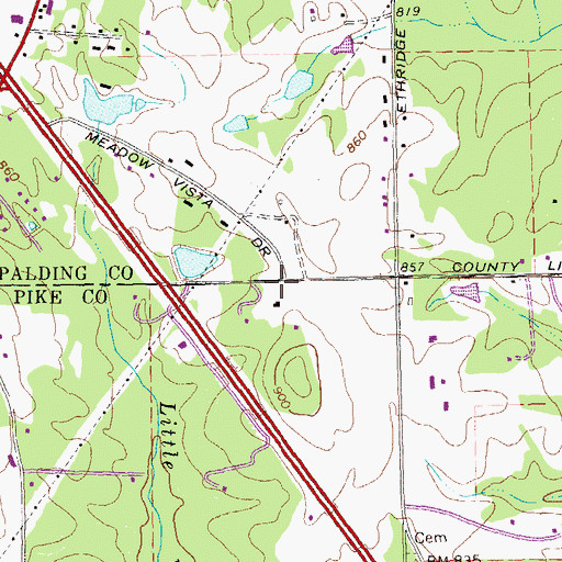 Topographic Map of Kingdom Hall Church, GA