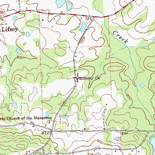 Topographic Map of Liberty Cemetery, GA