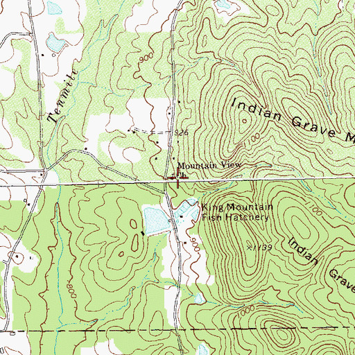 Topographic Map of Mountain View Cemetery, GA